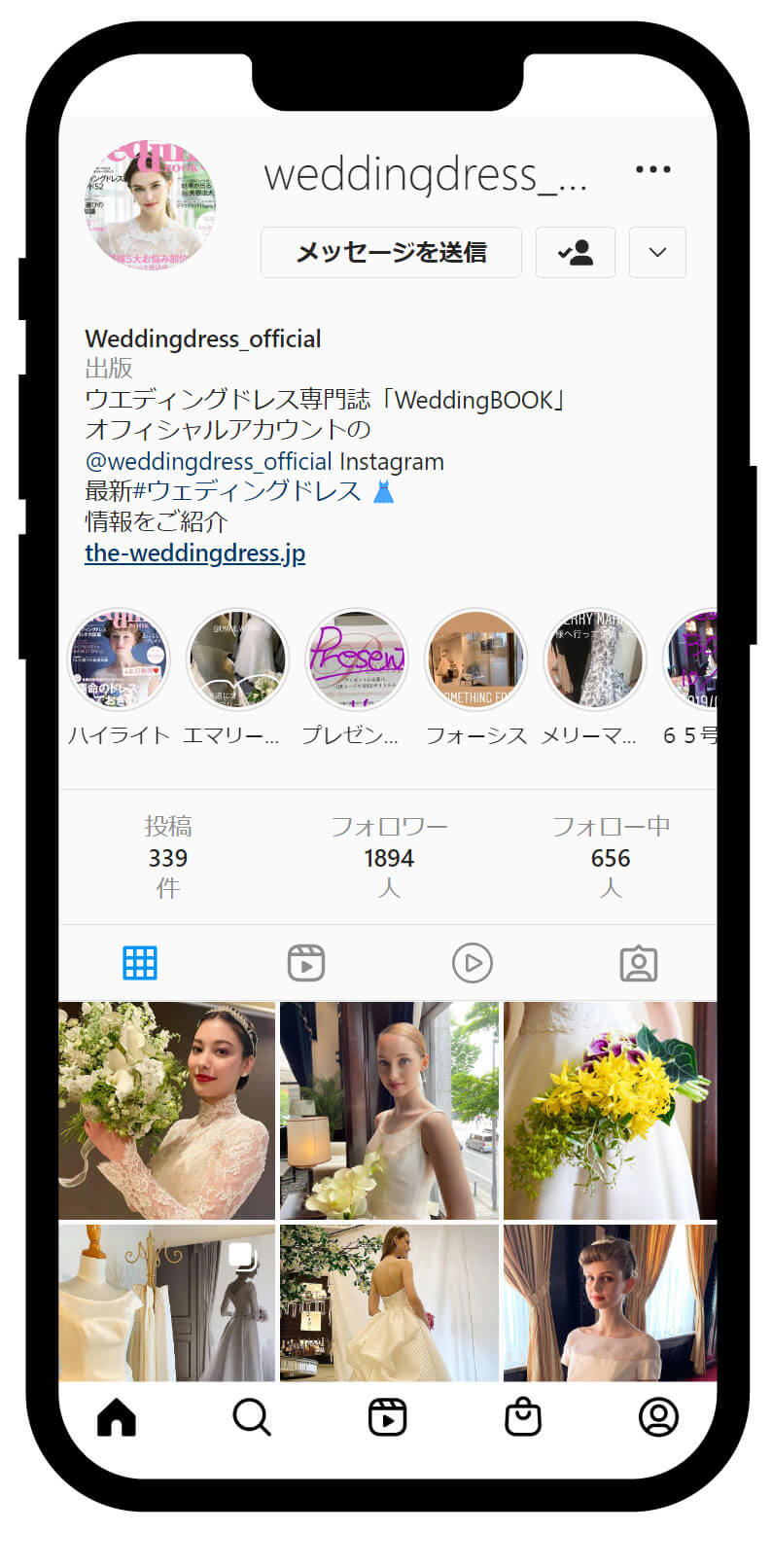 雑誌「Wedding BOOK」「WeddingDress.jp」のオフィシャルインスタグラム